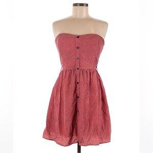 Women’s Pink and Black Polka Dot Pull On Strapless Dress Size Medium